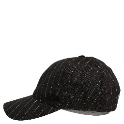Black Gold Pinstriped Cotton Baseball Cap Hat