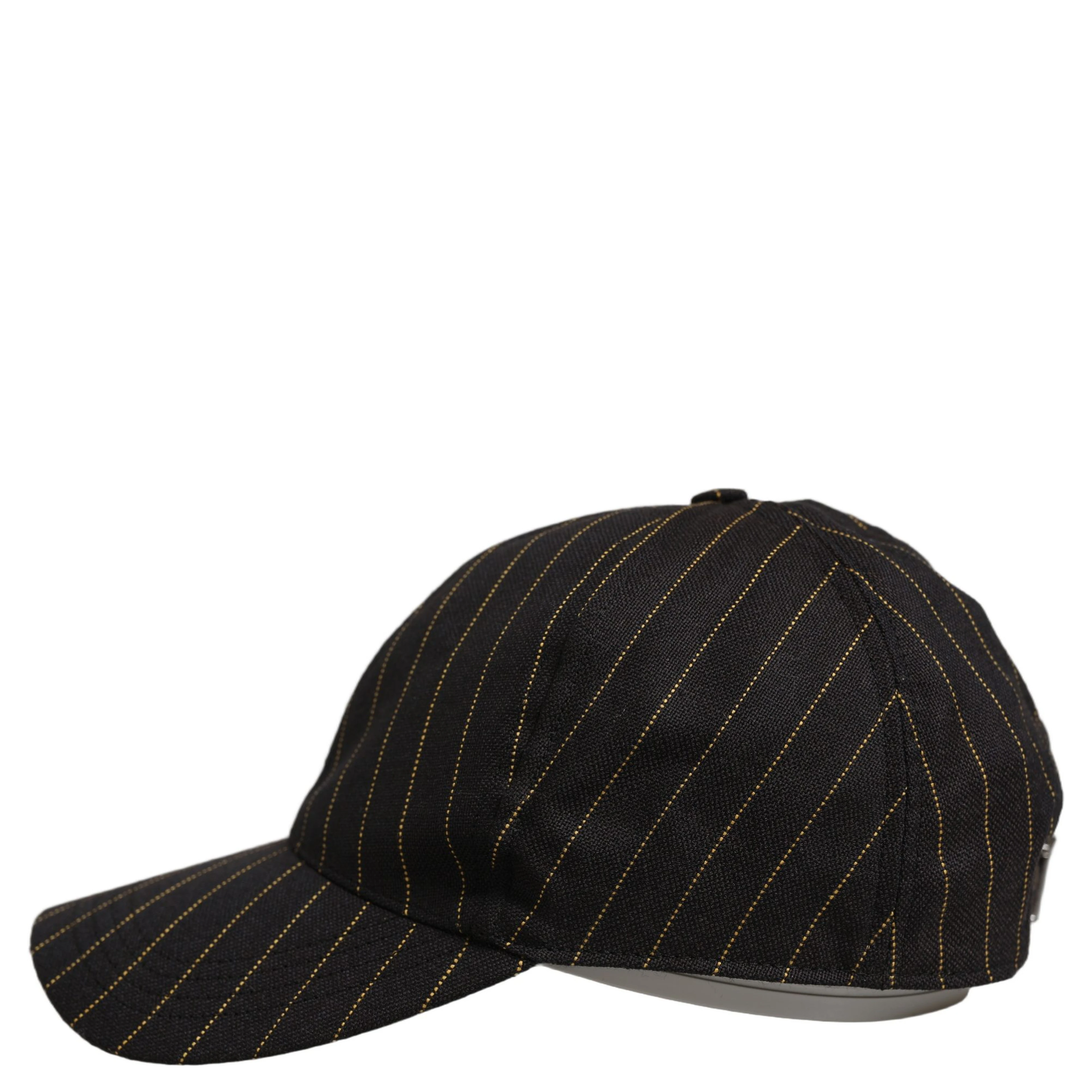 Black Gold Pinstriped Cotton Baseball Cap Hat