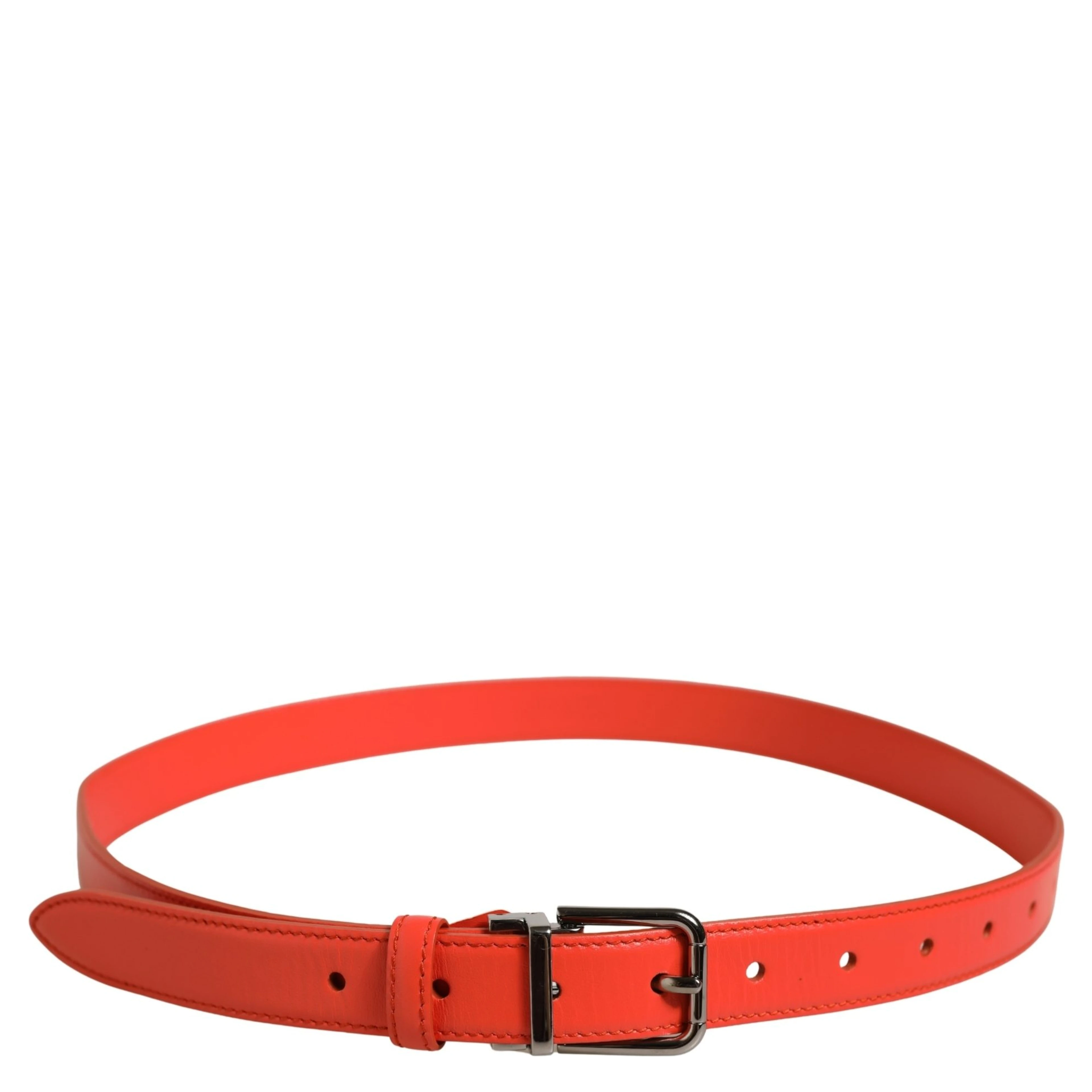 Red Leather Silver Metal Buckle Cintura Belt