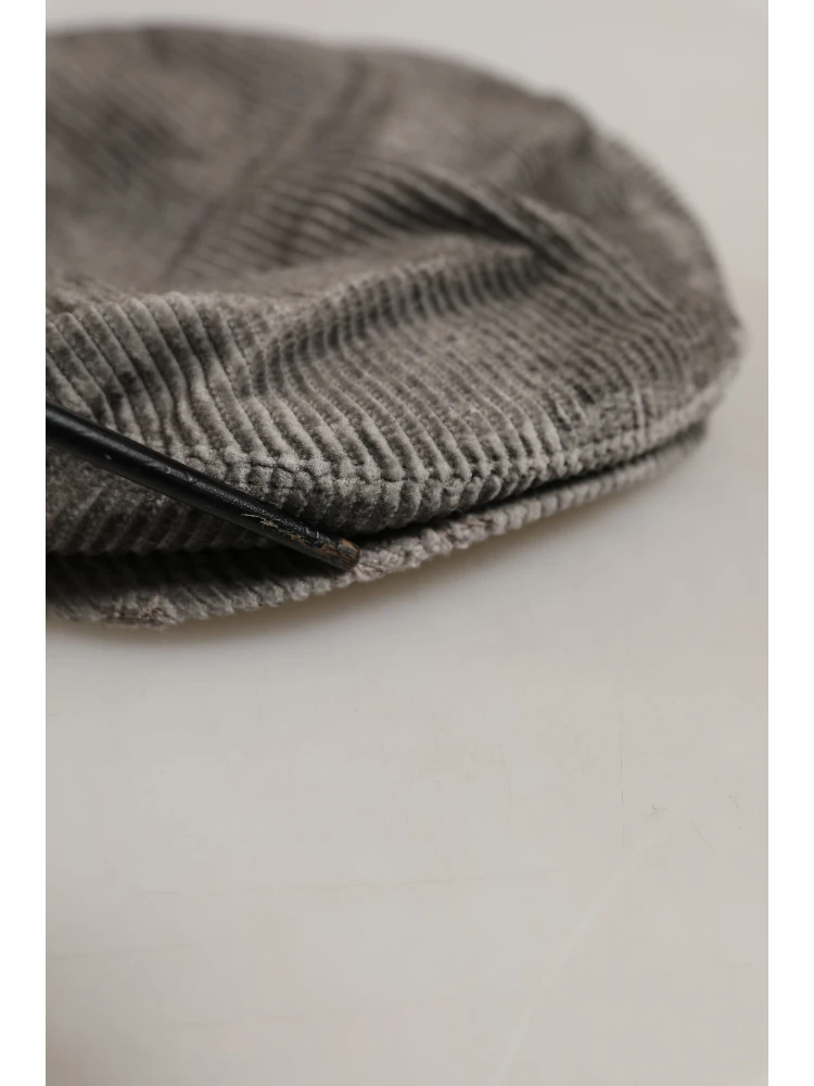 Men Grey Cotton Corduroy Cloth Newsboy Cap Hat