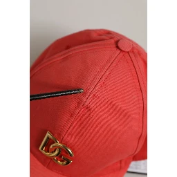 Men Red Cotton DG Logo Plaque Baseball Cap Hat
