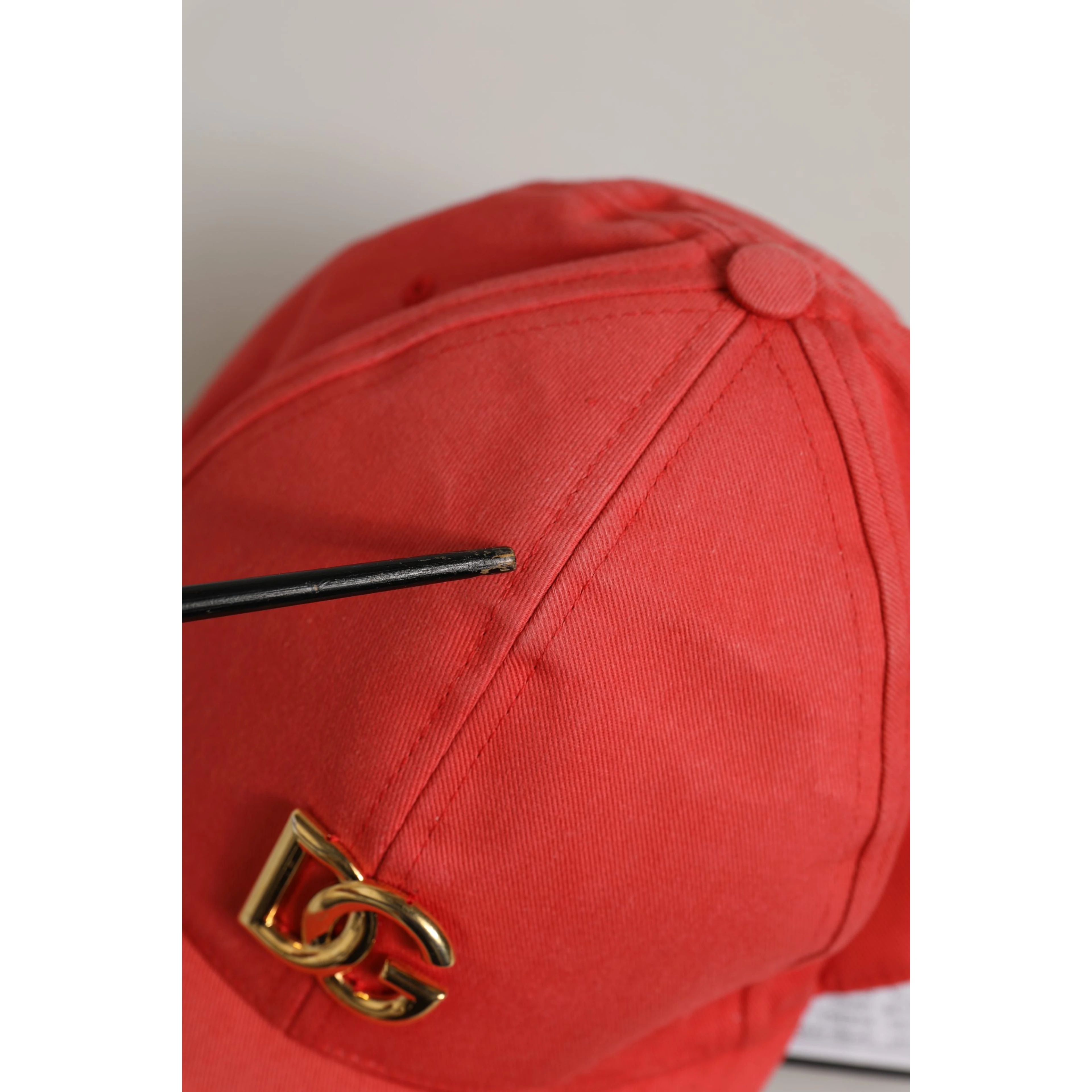Men Red Cotton DG Logo Plaque Baseball Cap Hat