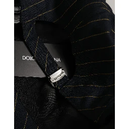 Black Gold Pinstriped Cotton Baseball Cap Hat