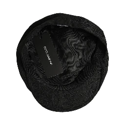 Men Black Floral Jacquard Newsboy Capello Hat
