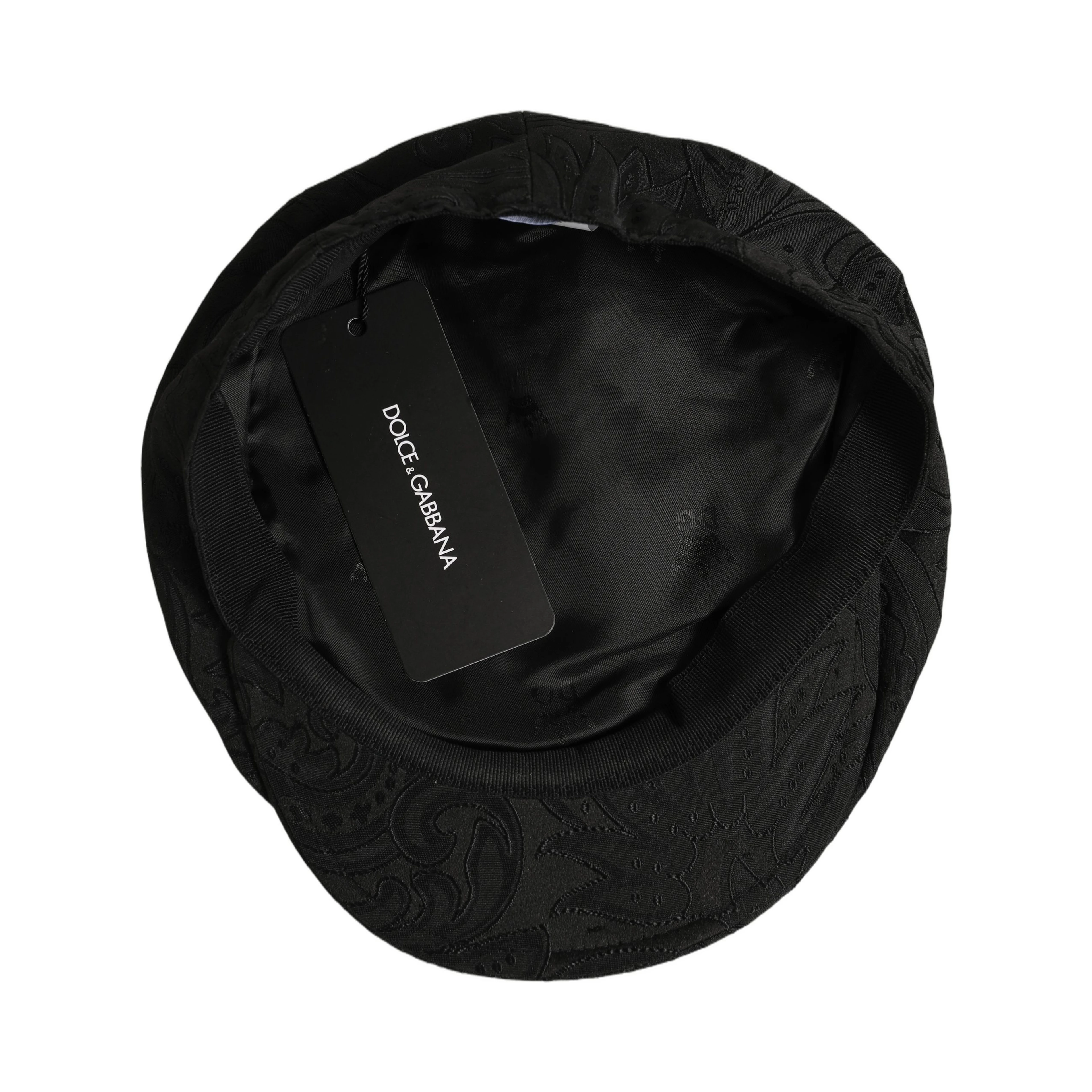 Men Black Floral Jacquard Newsboy Capello Hat
