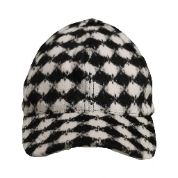 Men Black White Diamond Wool Baseball Cap Hat
