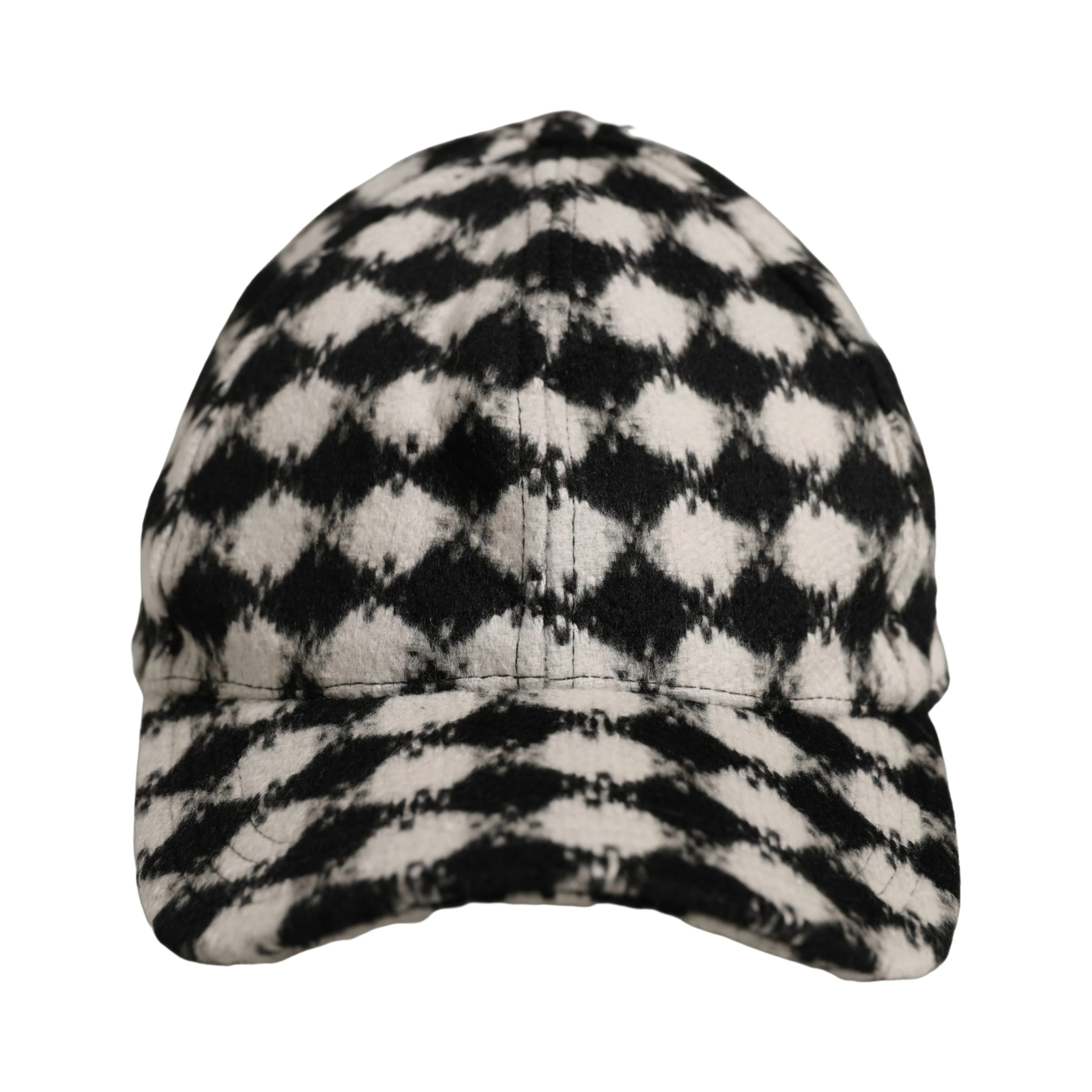Men Black White Diamond Wool Baseball Cap Hat