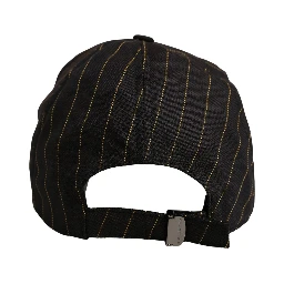 Black Gold Pinstriped Cotton Baseball Cap Hat
