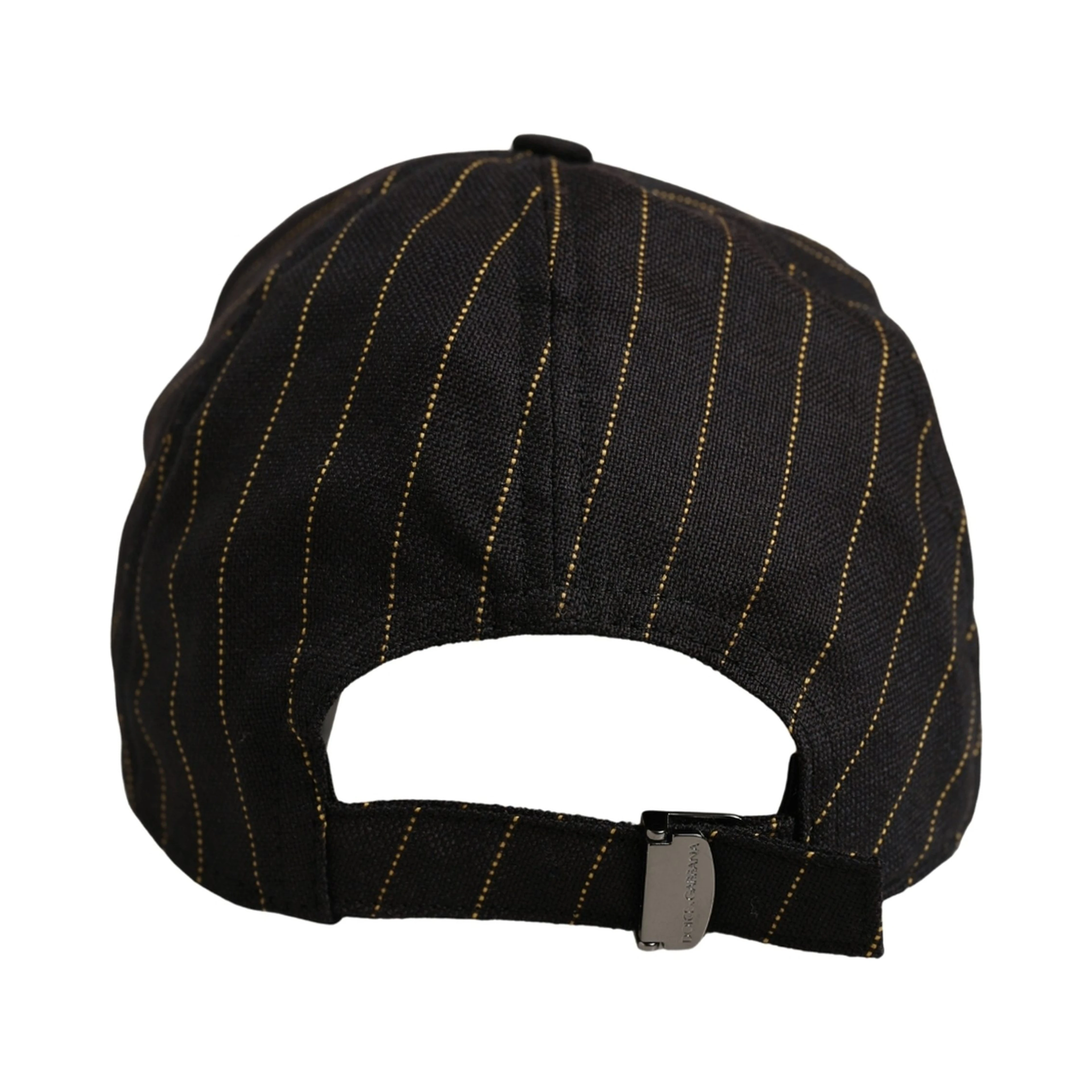 Black Gold Pinstriped Cotton Baseball Cap Hat