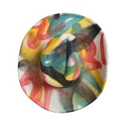 Men White Graffiti Wide Brim Fedora Capello Hat