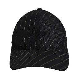 Black Gold Pinstriped Cotton Baseball Cap Hat