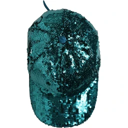 Men Green Cotton Sequin Baseball Cap 6 Panels Hat
