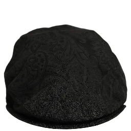 Men Black Floral Jacquard Newsboy Capello Hat