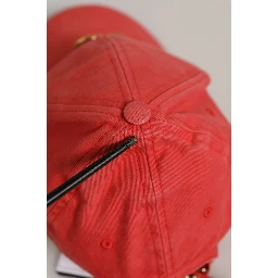 Men Red Cotton DG Logo Plaque Baseball Cap Hat