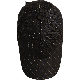 Black Gold Pinstriped Cotton Baseball Cap Hat