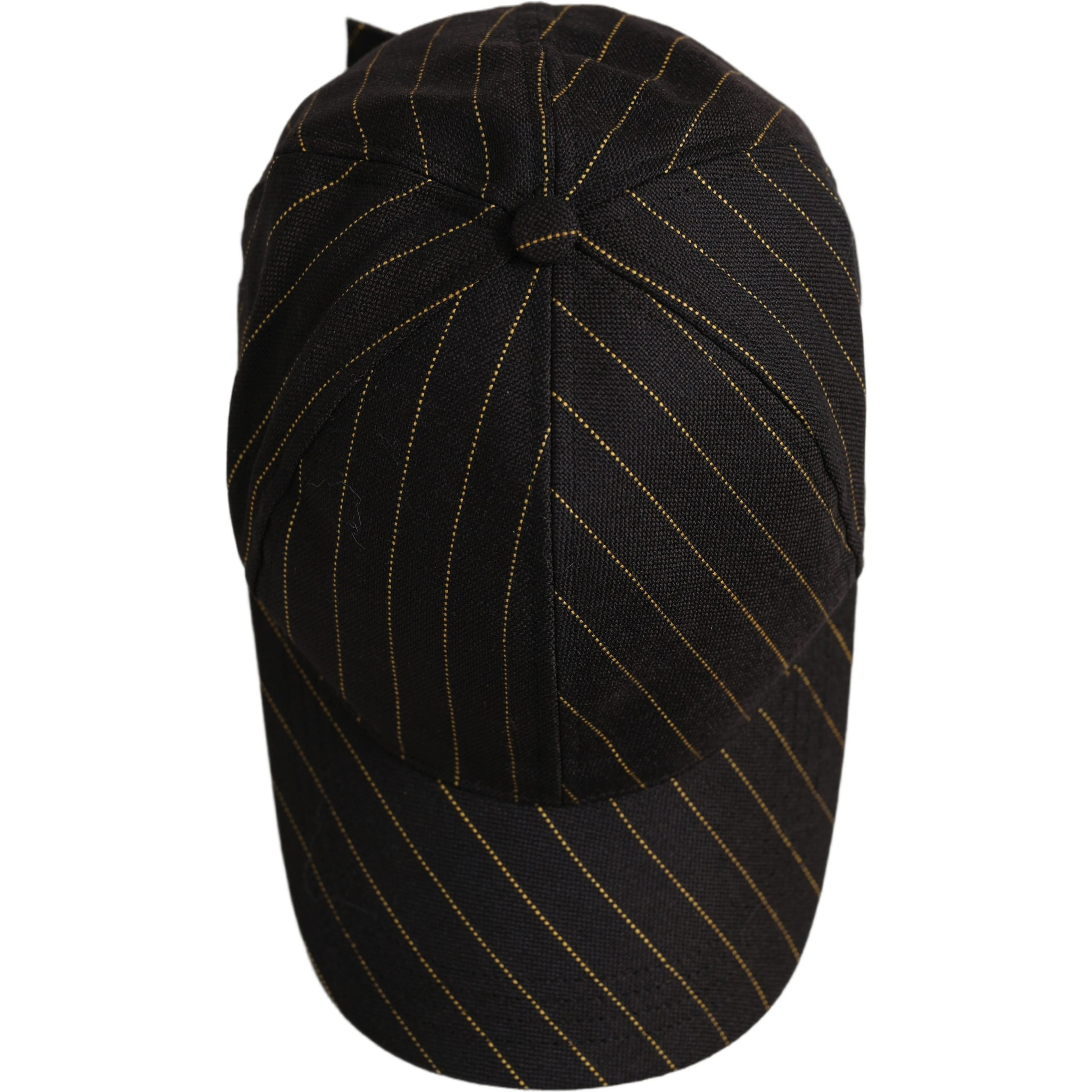 Black Gold Pinstriped Cotton Baseball Cap Hat