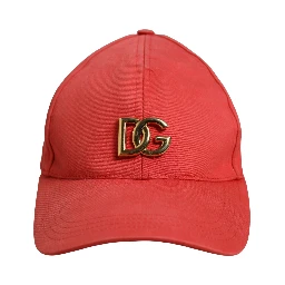 Men Red Cotton DG Logo Plaque Baseball Cap Hat