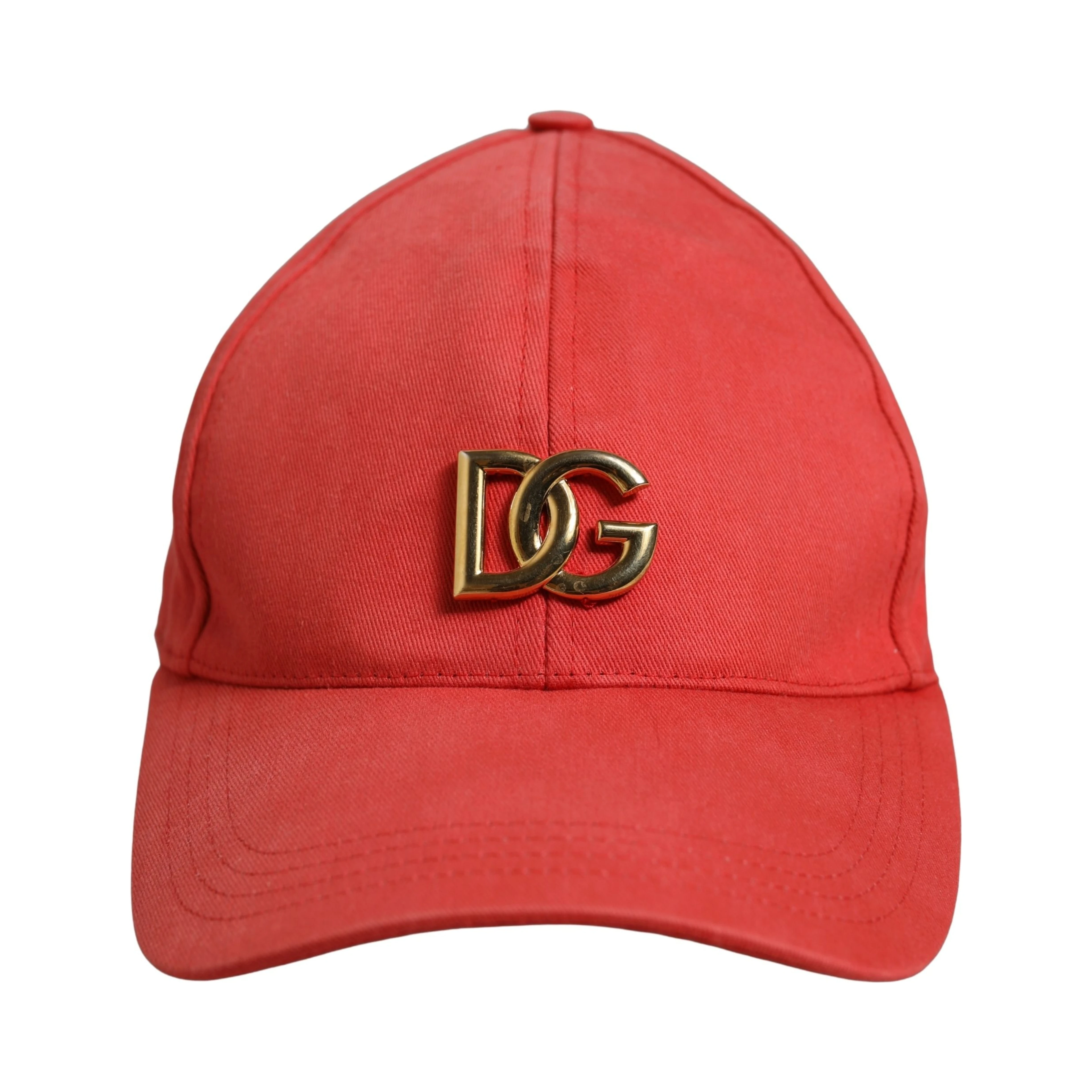 Men Red Cotton DG Logo Plaque Baseball Cap Hat