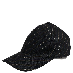 Black Gold Pinstriped Cotton Baseball Cap Hat