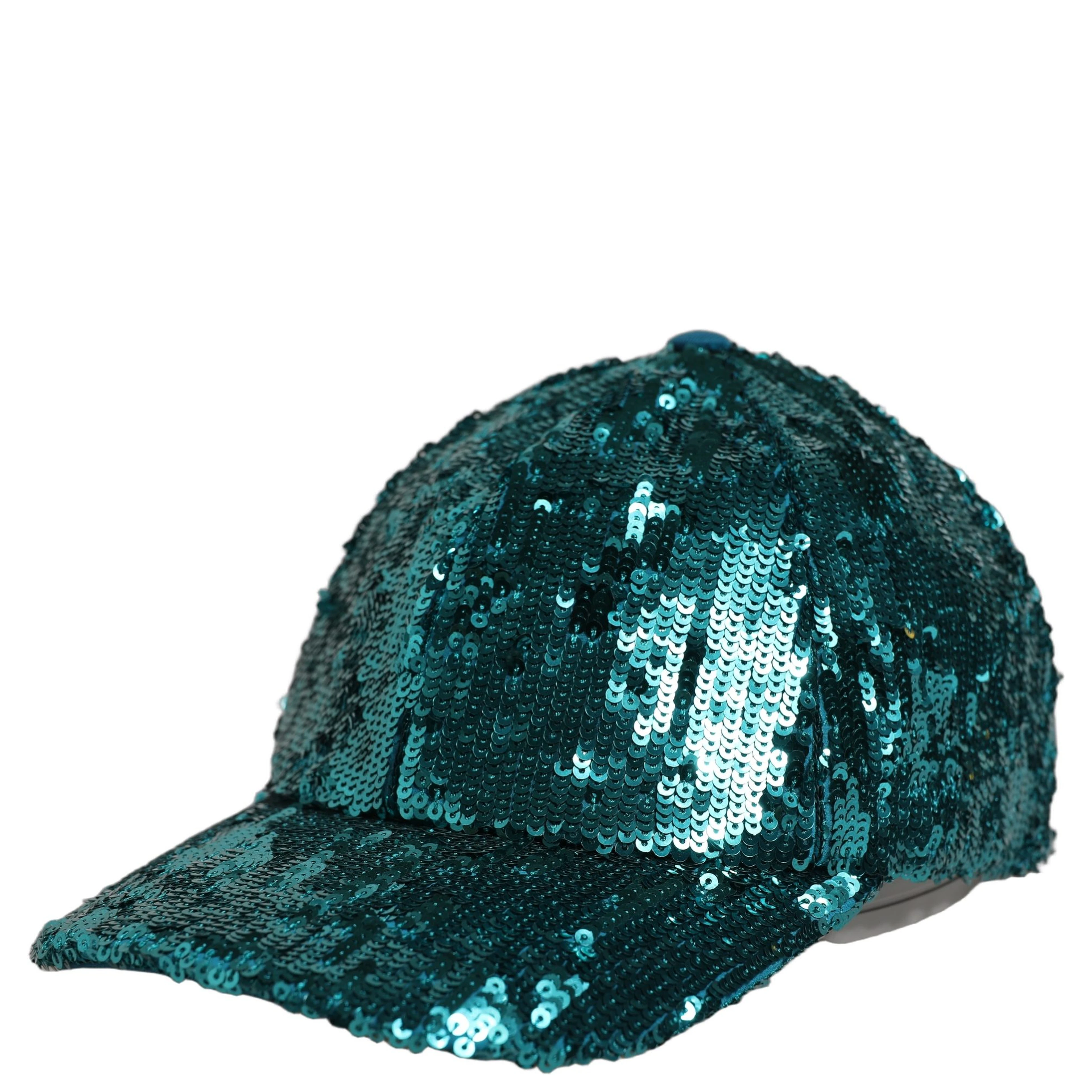 Men Green Cotton Sequin Baseball Cap 6 Panels Hat