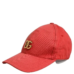 Men Red Cotton DG Logo Plaque Baseball Cap Hat