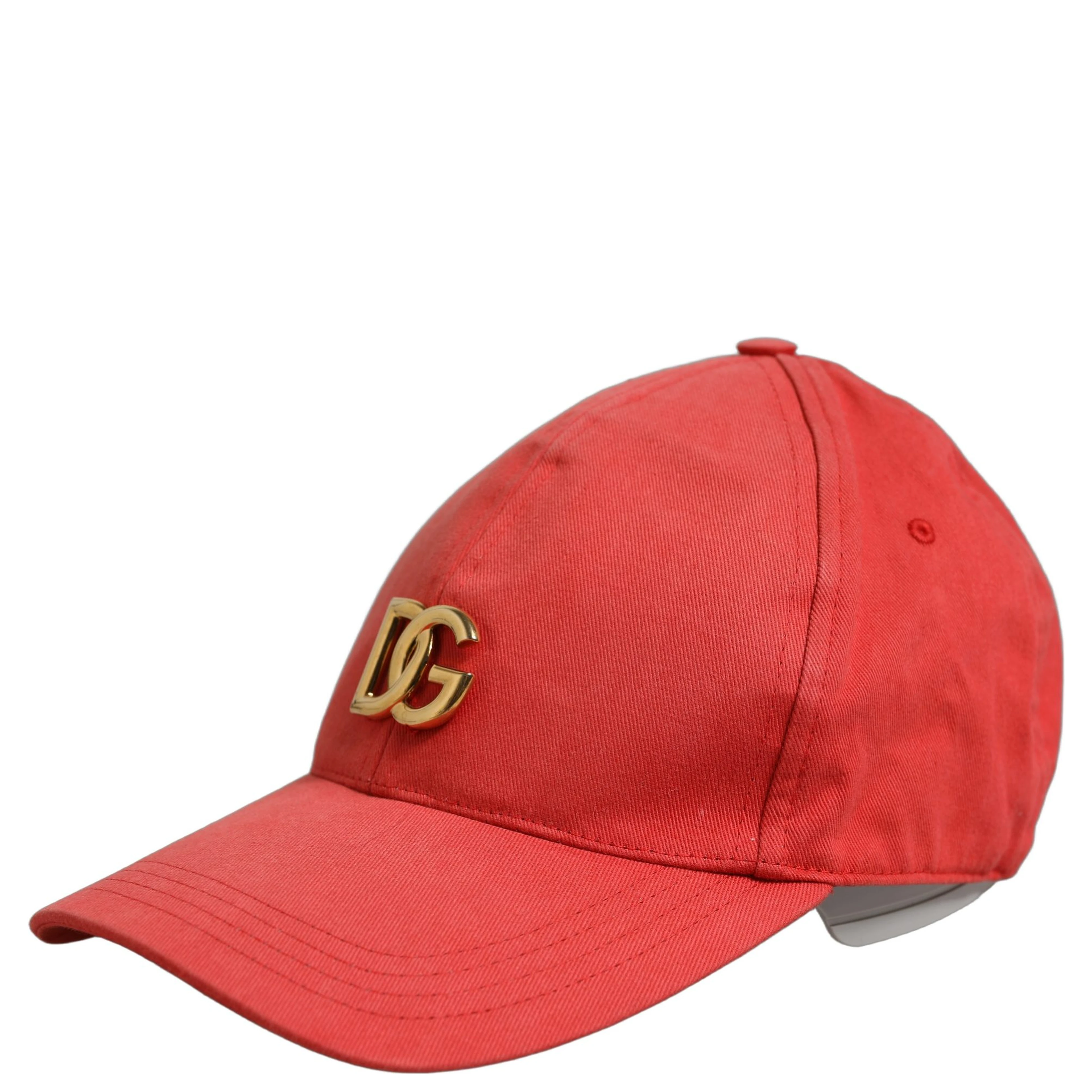 Men Red Cotton DG Logo Plaque Baseball Cap Hat