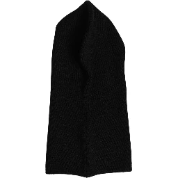 Men Black Wool Ribbed Knit Balaclava Wrap One Size Hat