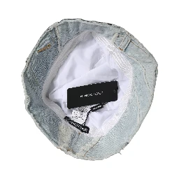 Men Blue Patchwork Cotton Denim Bucket Cap Hat