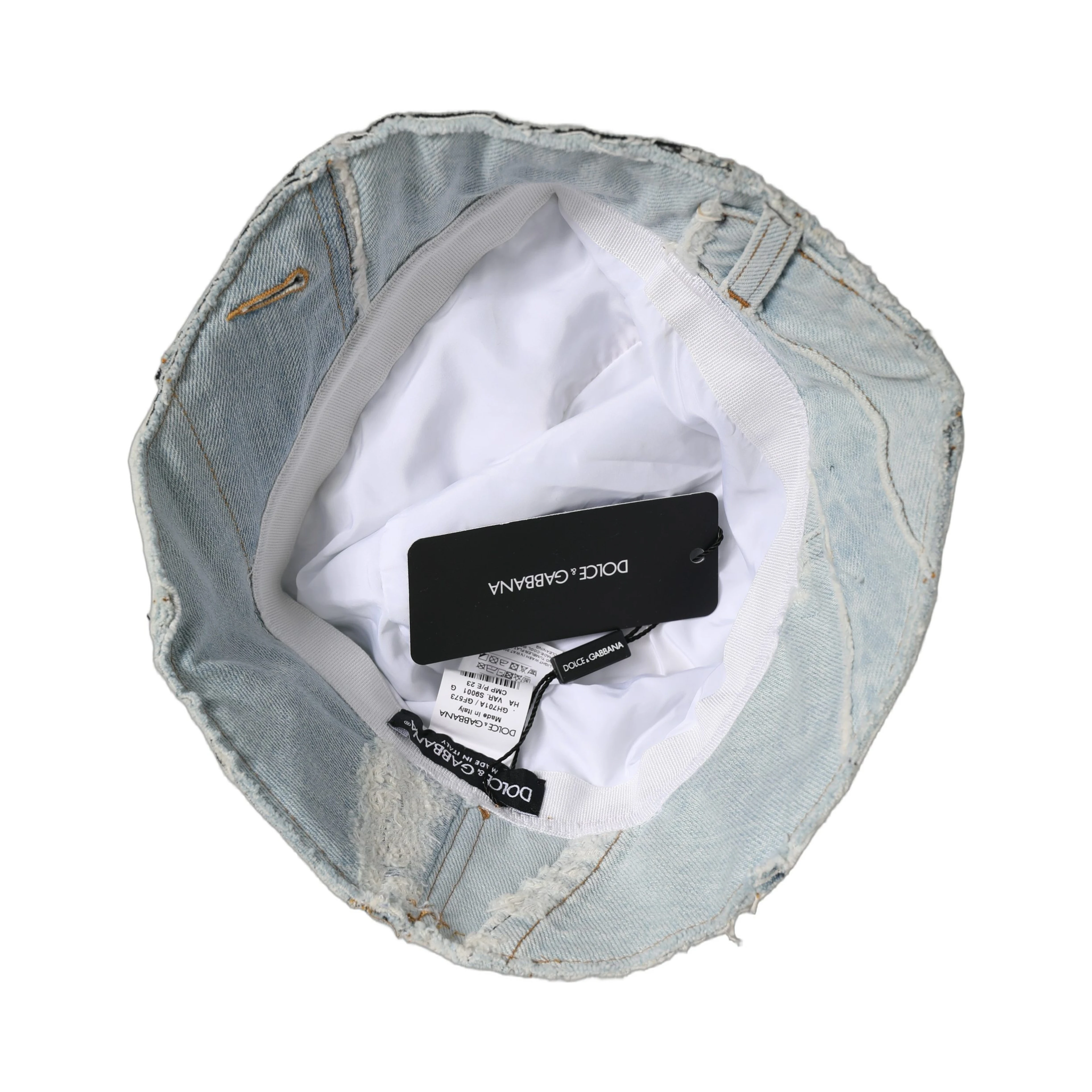 Men Blue Patchwork Cotton Denim Bucket Cap Hat