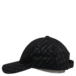 Black Gold Pinstriped Cotton Baseball Cap Hat