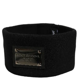 Men Black Cashmere Logo Plaque Head Band One Size Hat
