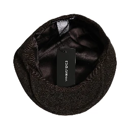 Men Brown Cotton Flat Cloth Newsboy Cap Hat