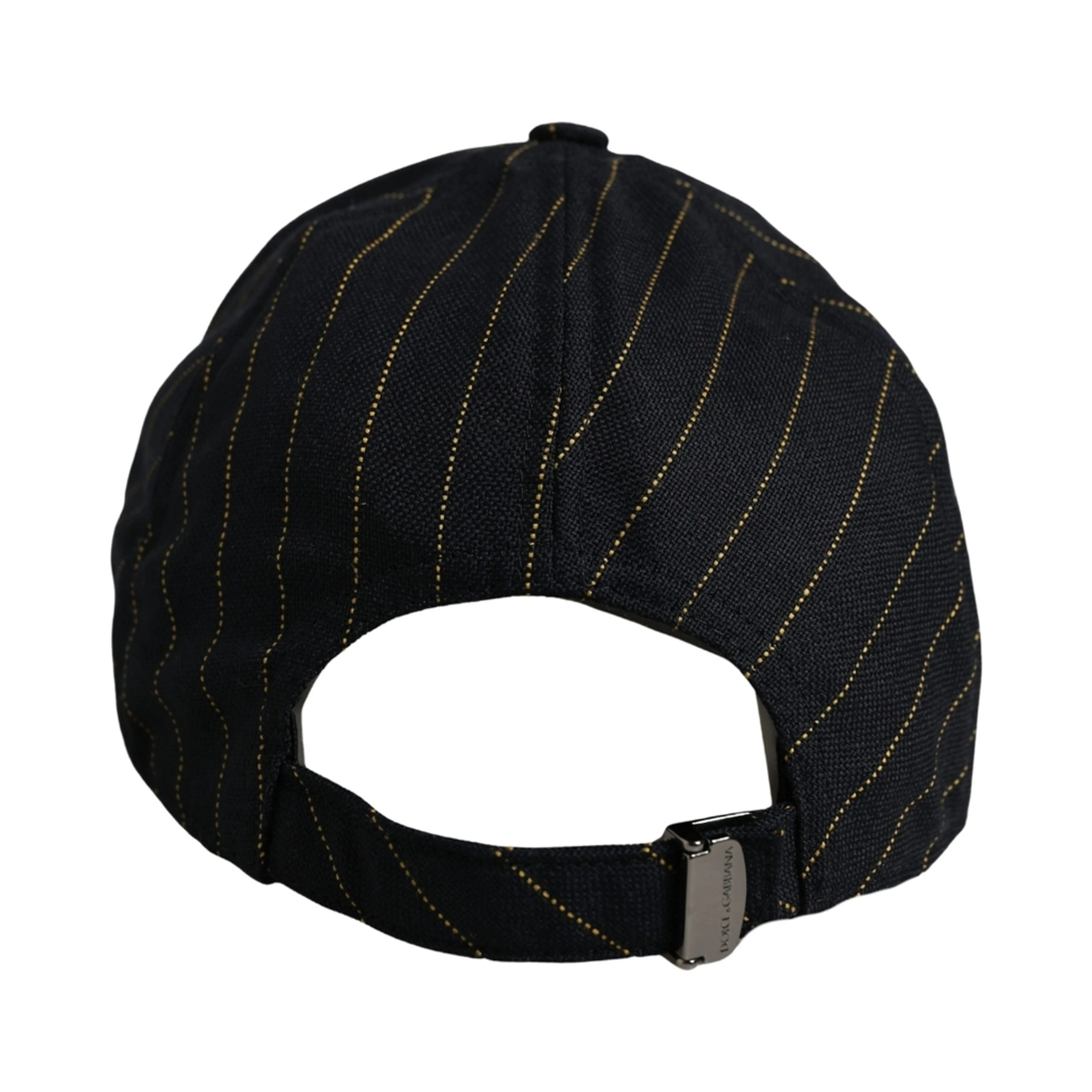 Black Gold Pinstriped Cotton Baseball Cap Hat