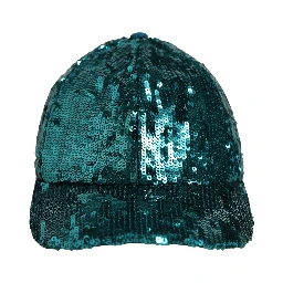 Men Green Cotton Sequin Baseball Cap 6 Panels Hat