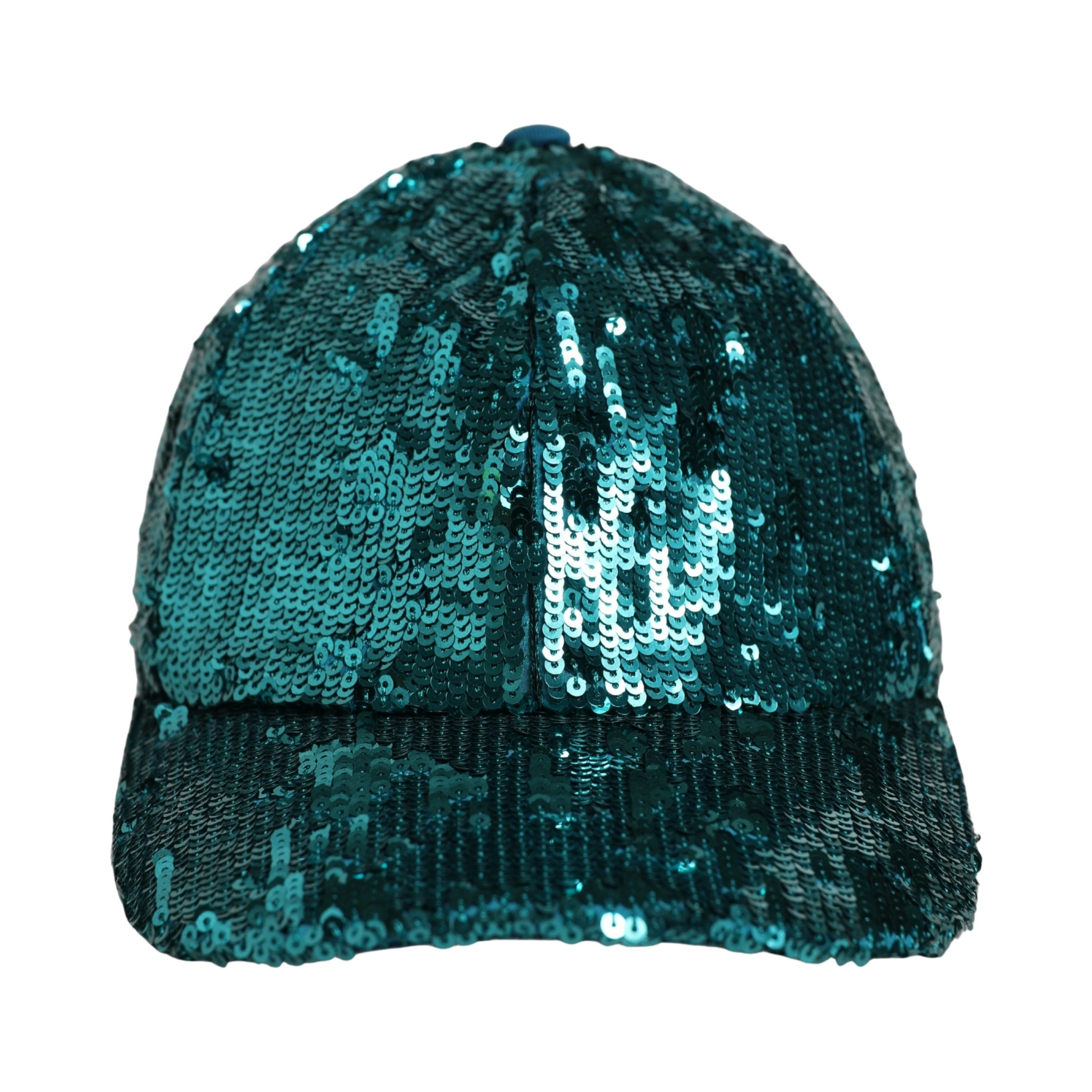 Men Green Cotton Sequin Baseball Cap 6 Panels Hat