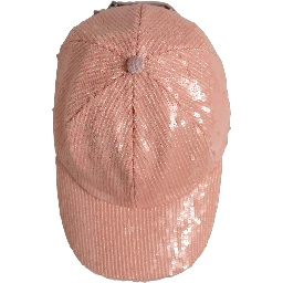 Men Pink Cotton Sequin Baseball Cap 6 Panels Hat