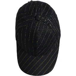 Black Gold Pinstriped Cotton Baseball Cap Hat