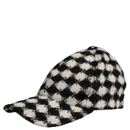Men Black White Diamond Wool Baseball Cap Hat