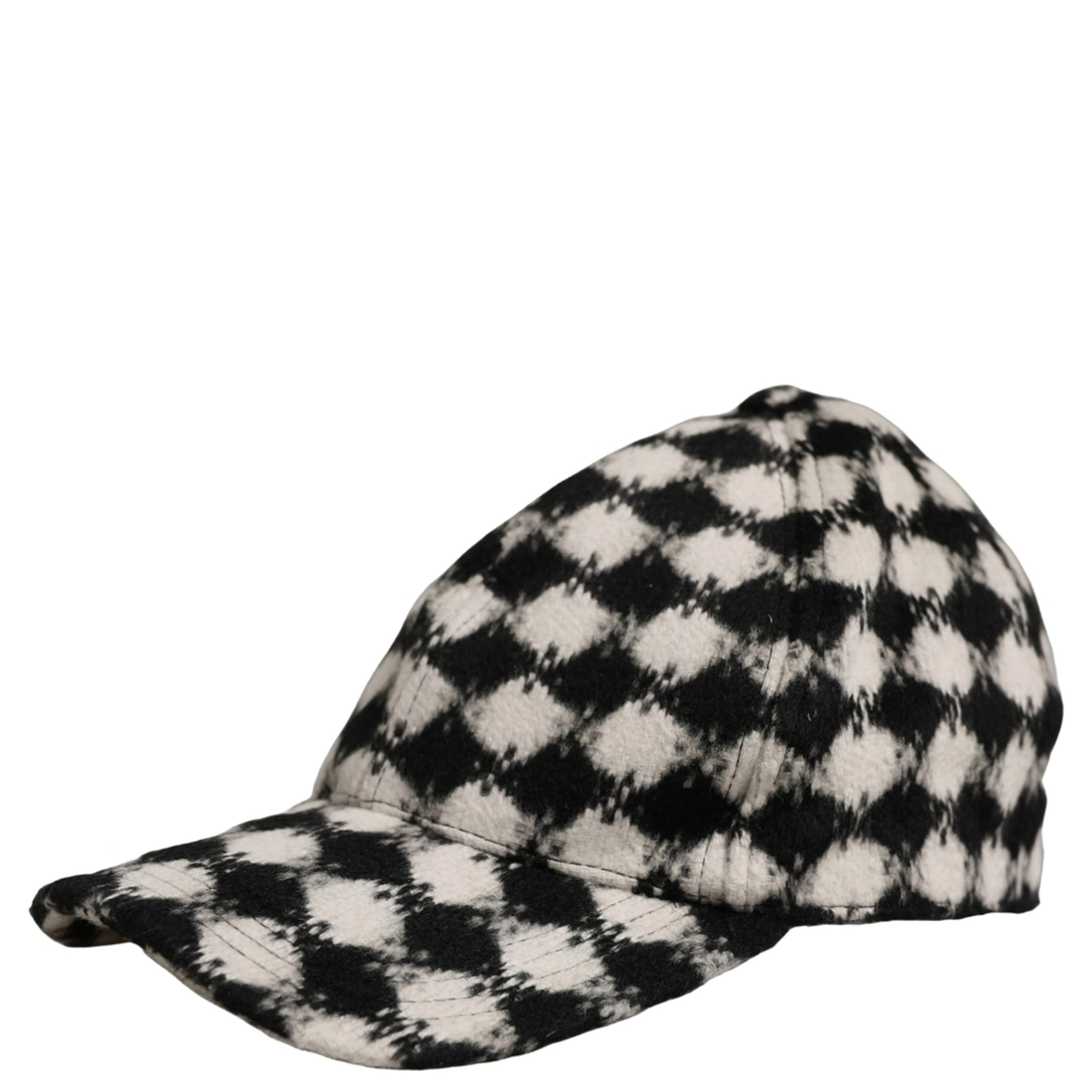 Men Black White Diamond Wool Baseball Cap Hat