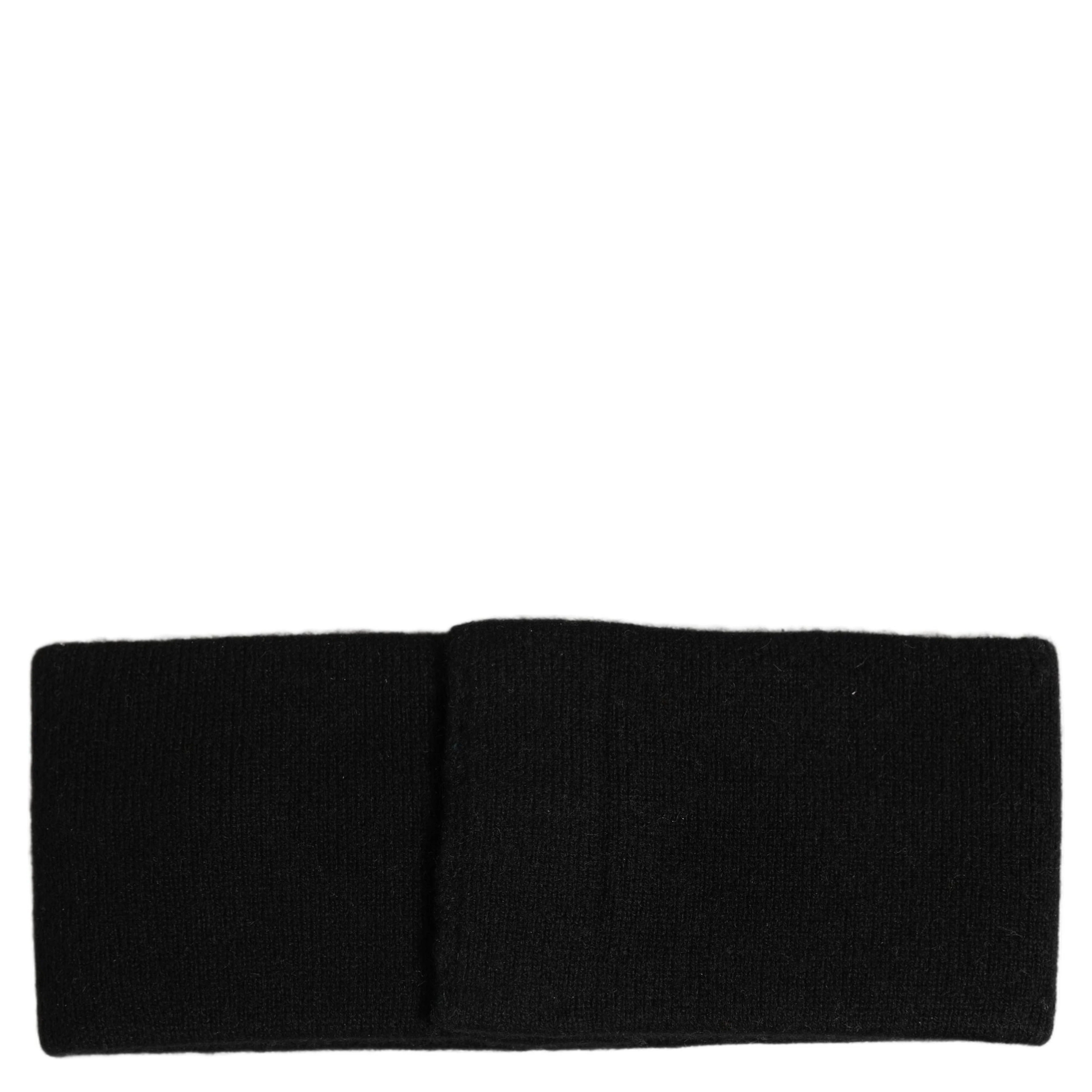Men Black Cashmere Logo Plaque Head Band One Size Hat