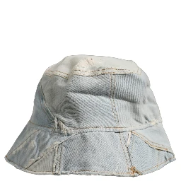 Men Blue Patchwork Cotton Denim Bucket Cap Hat