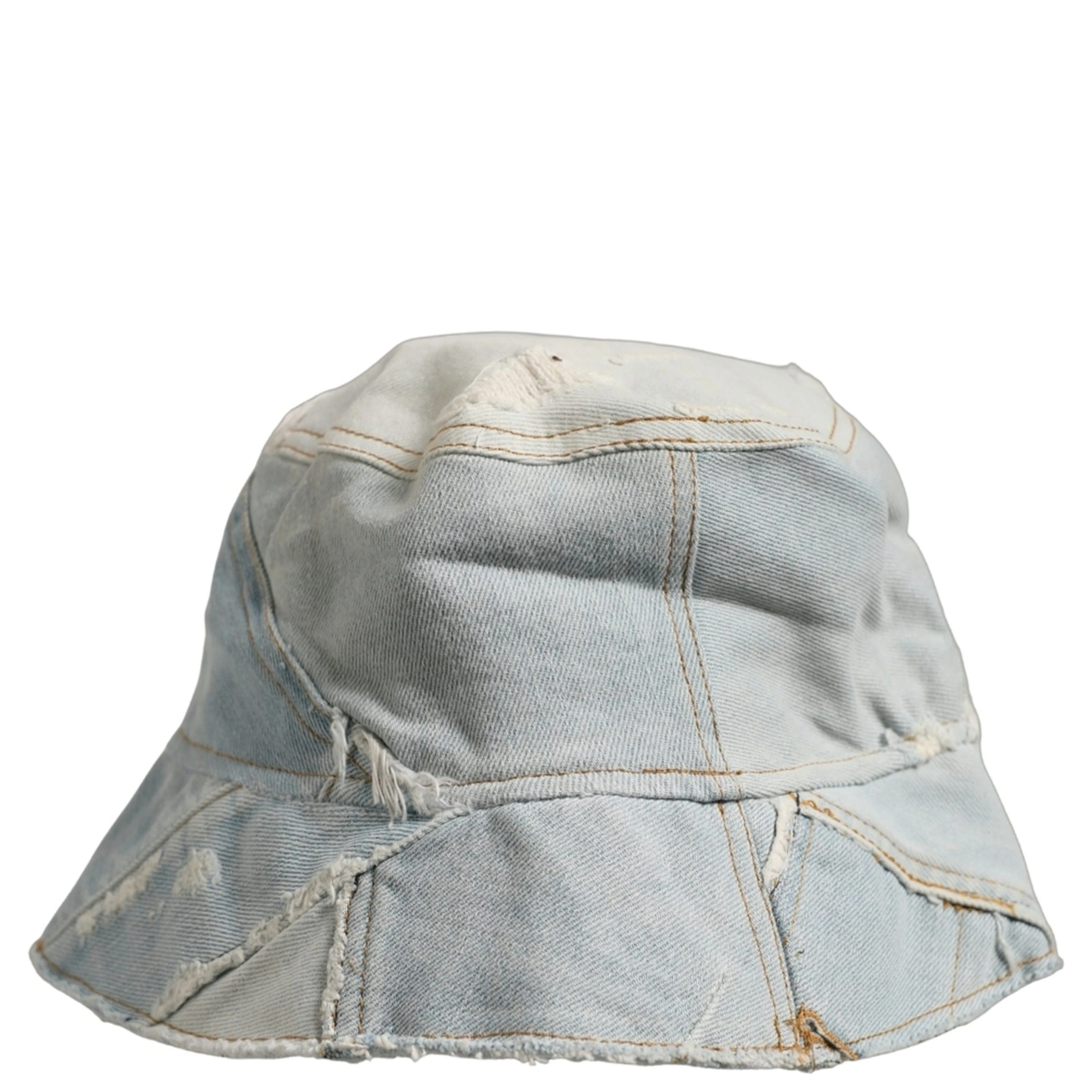 Men Blue Patchwork Cotton Denim Bucket Cap Hat