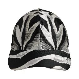 Men Black Silver Zebra Pattern Baseball Cap Hat