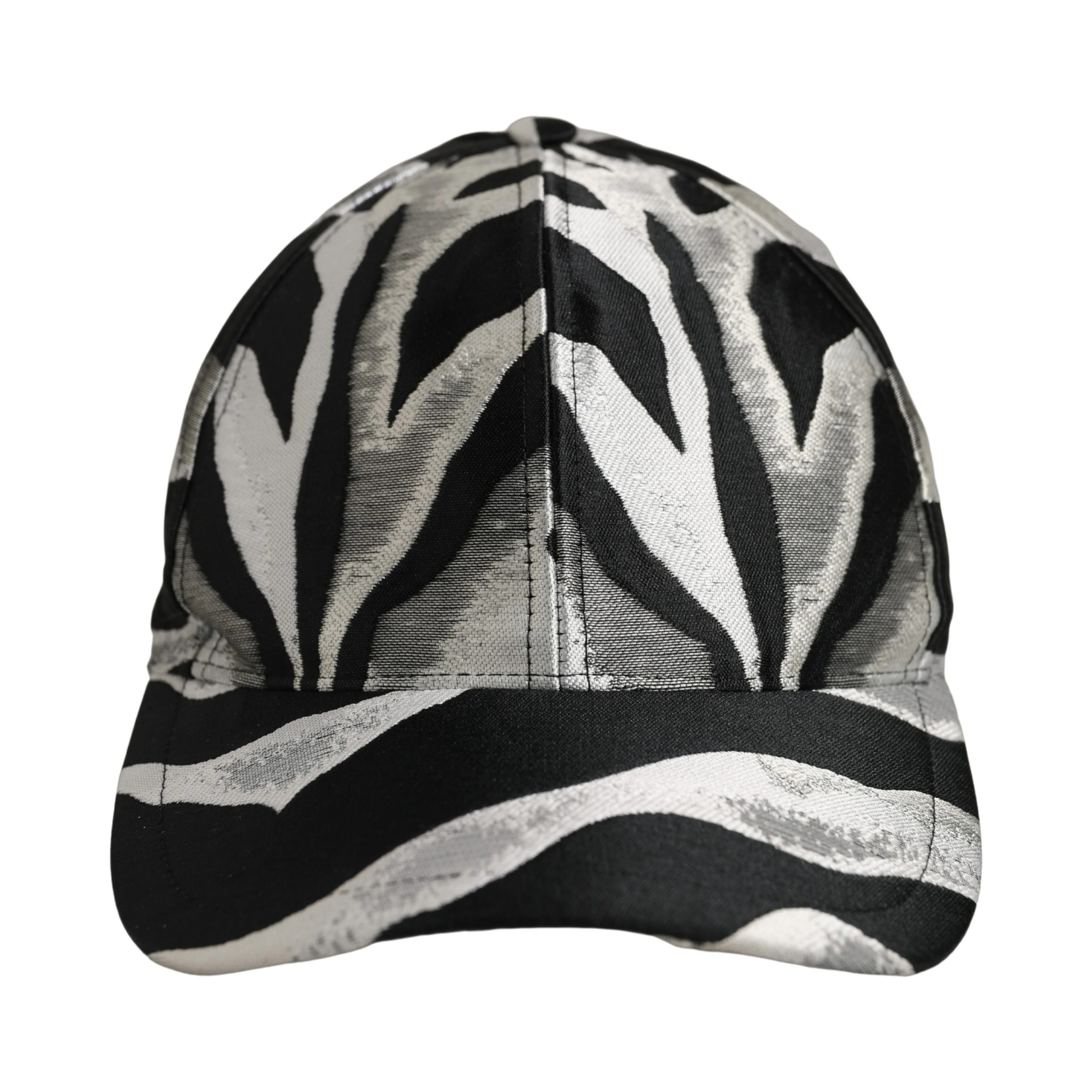Men Black Silver Zebra Pattern Baseball Cap Hat