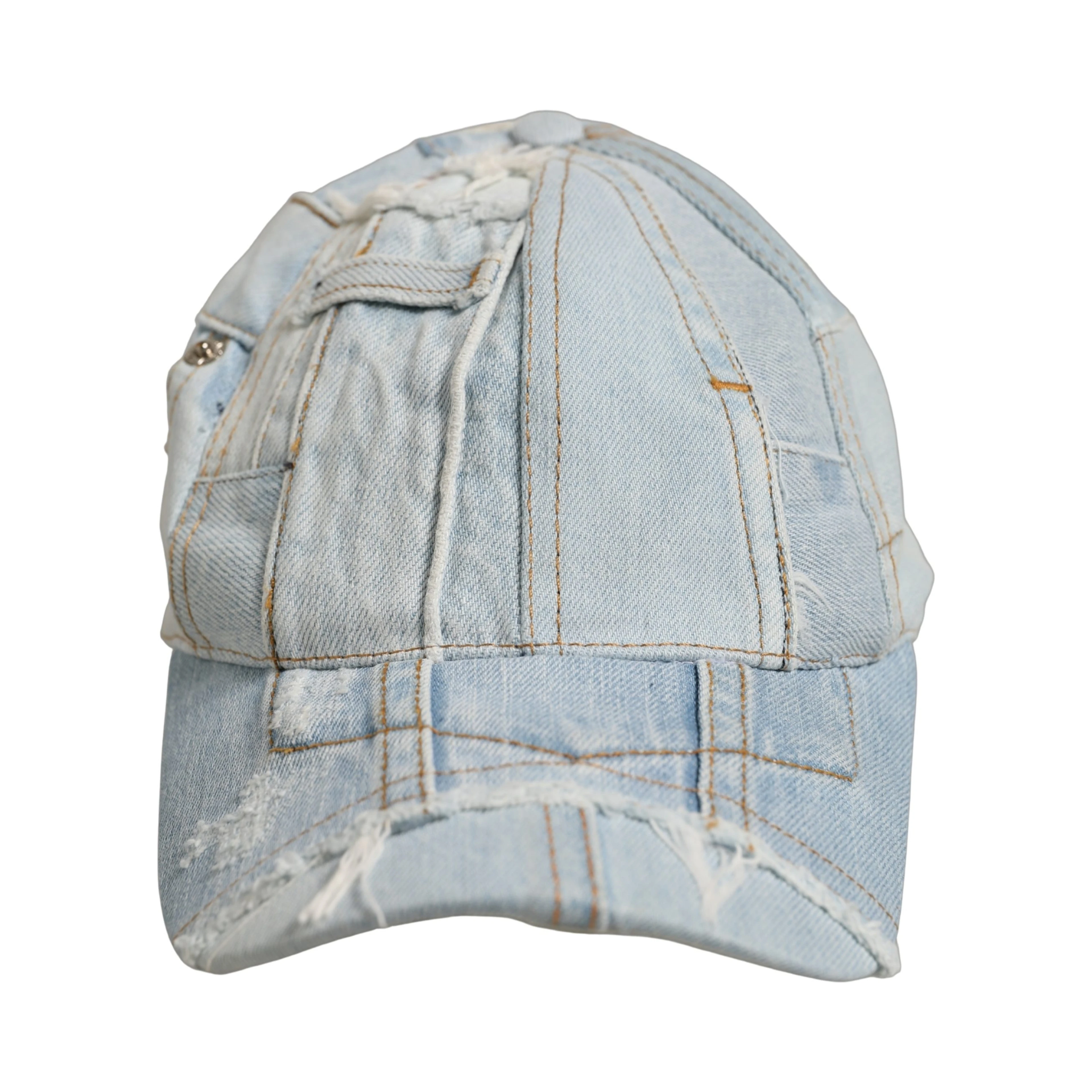 Men Blue Patchwork Cotton Denim Baseball Cap Hat