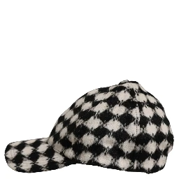 Men Black White Diamond Wool Baseball Cap Hat