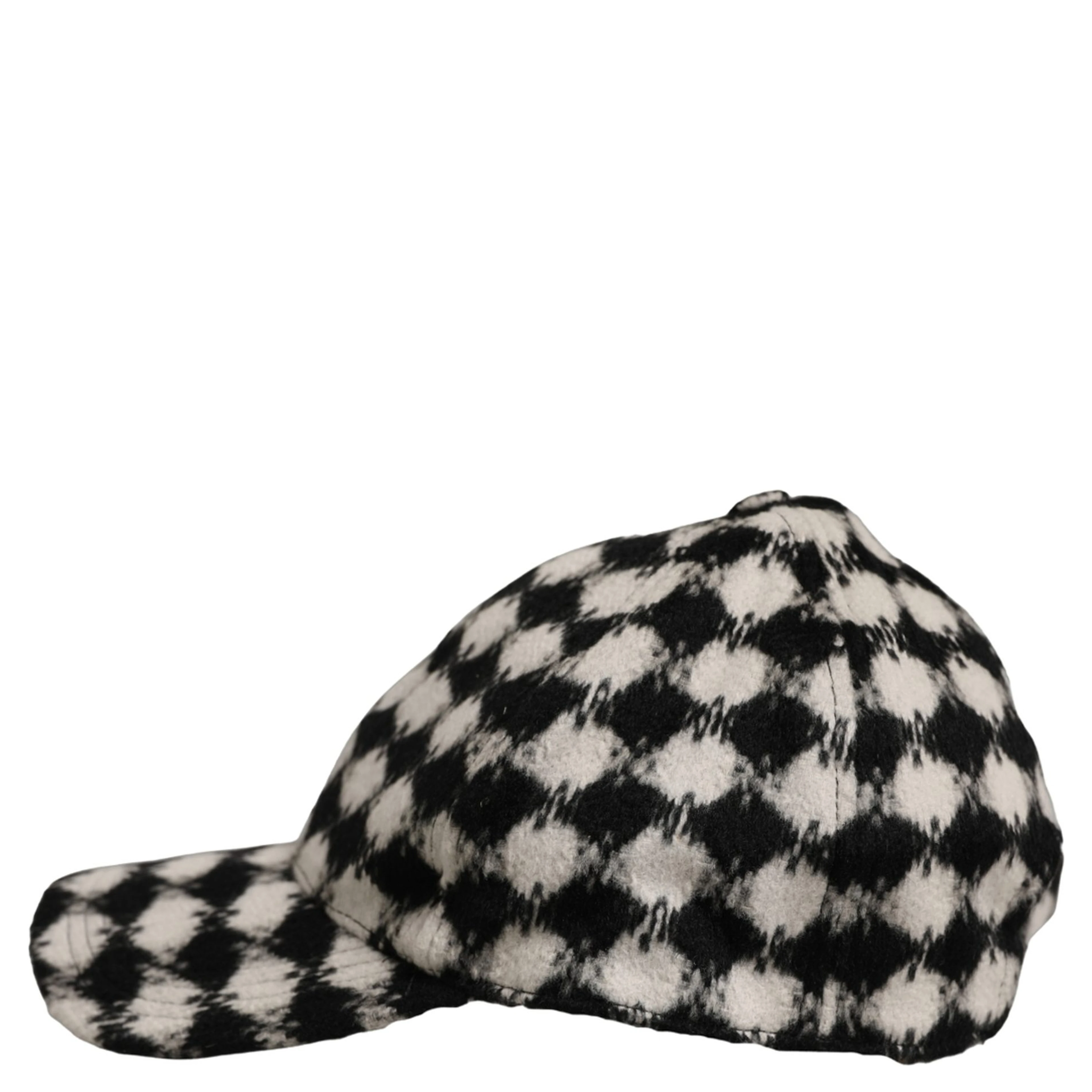 Men Black White Diamond Wool Baseball Cap Hat