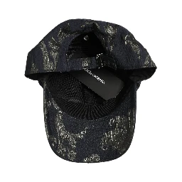 Men Black Floral Barocco Cotton Baseball Cap Hat