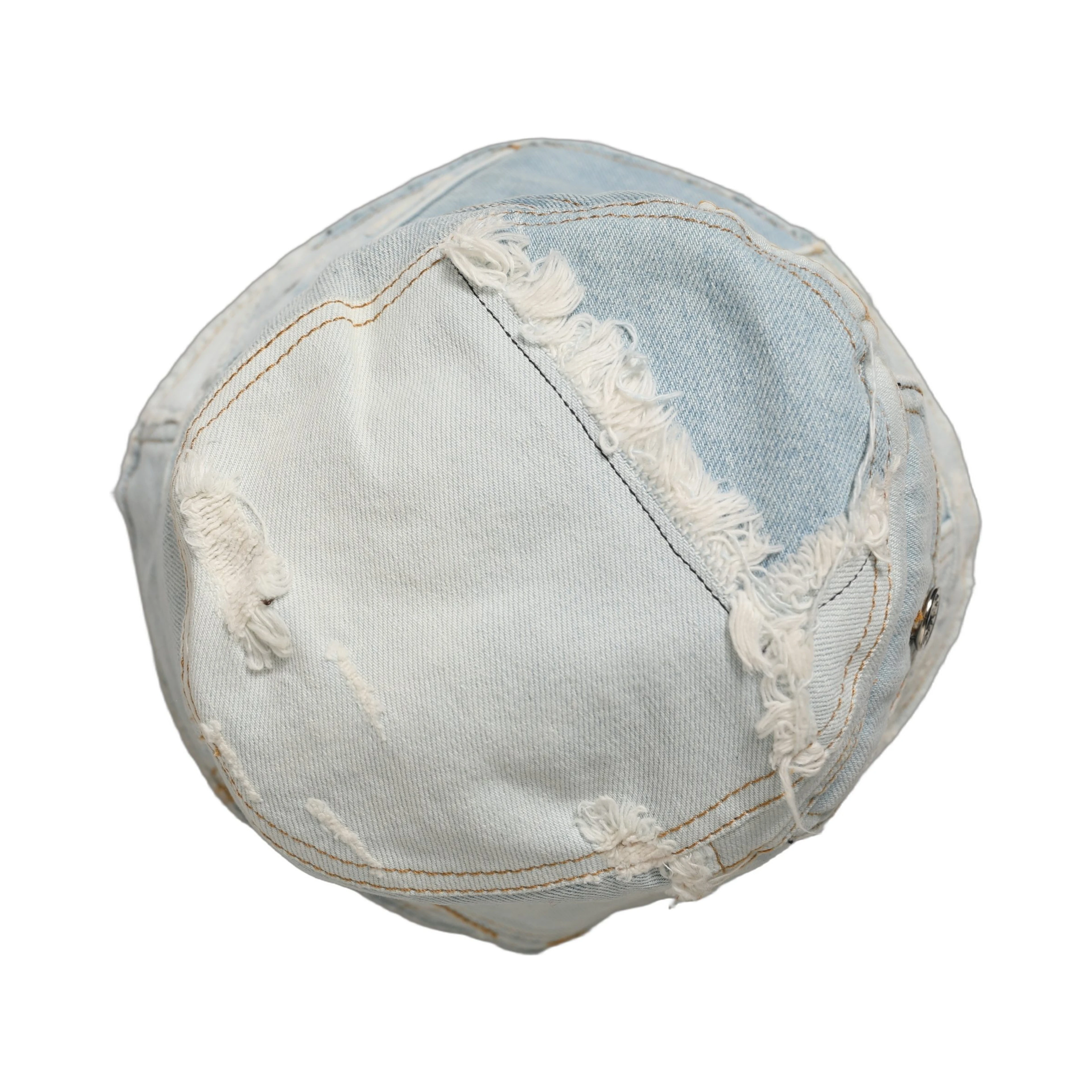 Men Blue Patchwork Cotton Denim Bucket Cap Hat