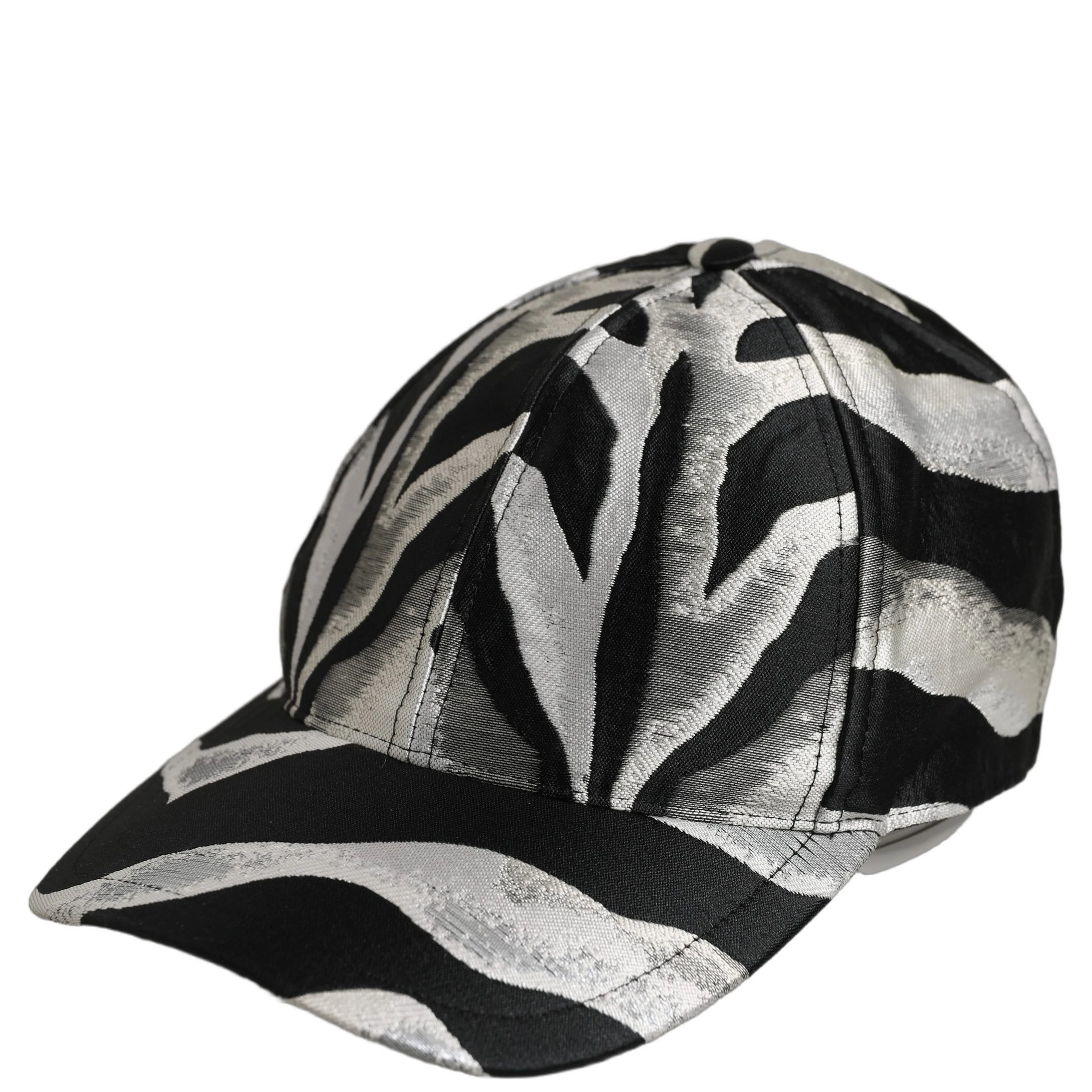Men Black Silver Zebra Pattern Baseball Cap Hat